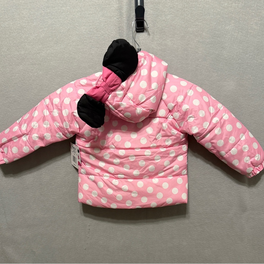 Disney junior Minnie Mouse Girls 3T zip up winter coat/jacket - Picture 6 of 12